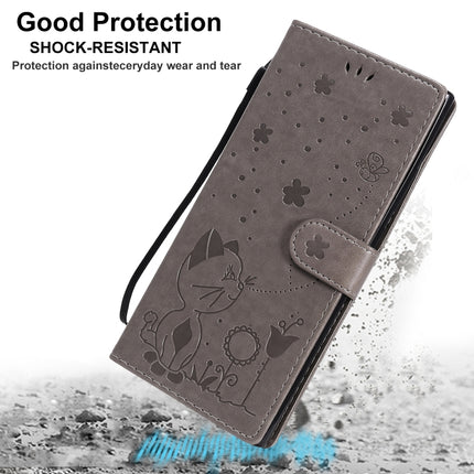 For Samsung Galaxy Note 20 Ultra Cat Bee Embossing Pattern Shockproof Horizontal Flip Leather Case with Holder & Card Slots & Wallet(Blue)-garmade.com