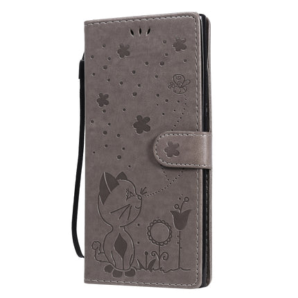 For Samsung Galaxy Note 20 Ultra Cat Bee Embossing Pattern Shockproof Horizontal Flip Leather Case with Holder & Card Slots & Wallet(Grey)-garmade.com