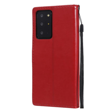 For Samsung Galaxy Note 20 Ultra Cat Bee Embossing Pattern Shockproof Horizontal Flip Leather Case with Holder & Card Slots & Wallet(Red)-garmade.com