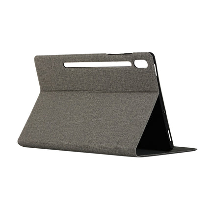 For Samsung Galaxy Tab S8+ / Tab S8 Plus / Tab S7 FE / Tab S7+ / T970 Fabric Texture Horizontal Flip PU Leather Case with Holder(Grey)-garmade.com