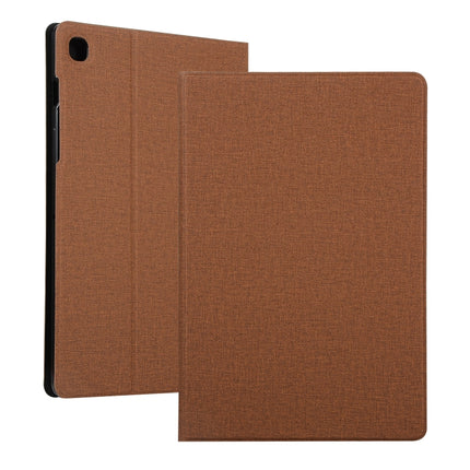 For Samsung Galaxy Tab A7 / T500 Fabric Texture Horizontal Flip PU Leather Case with Holder(Brown)-garmade.com