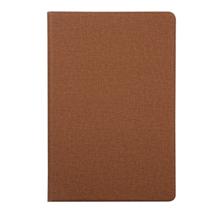 For Samsung Galaxy Tab A7 / T500 Fabric Texture Horizontal Flip PU Leather Case with Holder(Brown)-garmade.com