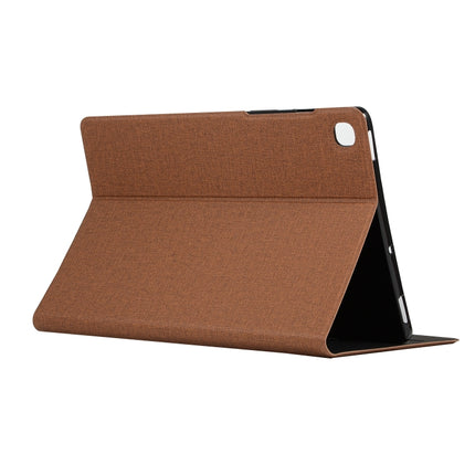 For Samsung Galaxy Tab A7 / T500 Fabric Texture Horizontal Flip PU Leather Case with Holder(Brown)-garmade.com