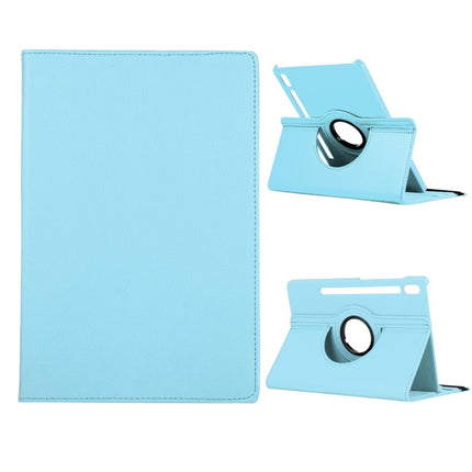 For Samsung Galaxy Tab S8+ / Tab S8 Plus / Tab S7 FE / Tab S7+ / T970 360 Degree Rotation Litchi Texture Flip Leather Case with Holder(Sky Blue)-garmade.com