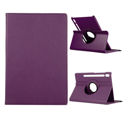 For Samsung Galaxy Tab S8+ / Tab S8 Plus / Tab S7 FE / Tab S7+ / T970 360 Degree Rotation Litchi Texture Flip Leather Case with Holder(Purple)-garmade.com