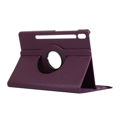 For Samsung Galaxy Tab S8+ / Tab S8 Plus / Tab S7 FE / Tab S7+ / T970 360 Degree Rotation Litchi Texture Flip Leather Case with Holder(Purple)-garmade.com
