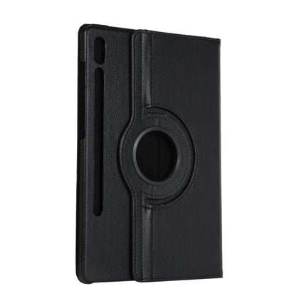 For Samsung Galaxy Tab S8+ / Tab S8 Plus / Tab S7 FE / Tab S7+ / T970 360 Degree Rotation Litchi Texture Flip Leather Case with Holder(Black)-garmade.com