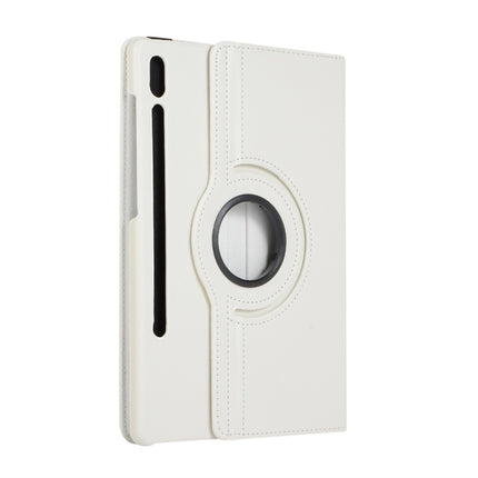 For Samsung Galaxy Tab S8+ / Tab S8 Plus / Tab S7 FE / Tab S7+ / T970 360 Degree Rotation Litchi Texture Flip Leather Case with Holder(White)-garmade.com