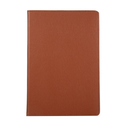 For Samsung Galaxy Tab S8+ / Tab S8 Plus / Tab S7 FE / Tab S7+ / T970 360 Degree Rotation Litchi Texture Flip Leather Case with Holder (Brown)-garmade.com