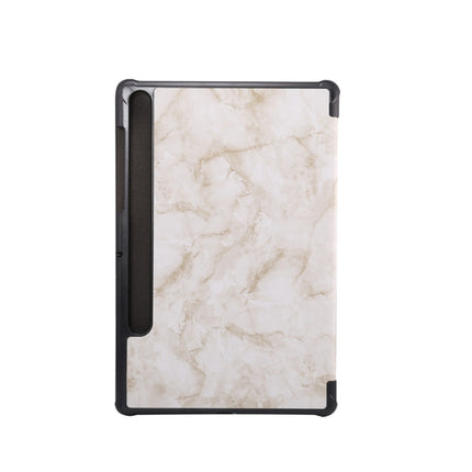 For Samsung Galaxy Tab S8+ / Tab S8 Plus / Tab S7 FE / Tab S7+ / T970 Marble Texture Pattern Horizontal Flip Leather Case, with Three-folding Holder & Sleep / Wake-up Function(Smoky Gray)-garmade.com