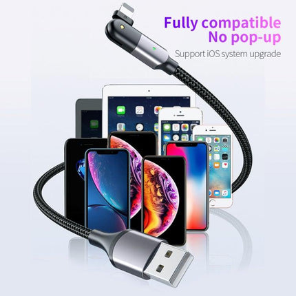 FXCL-WY0G 2.4A USB to 8 Pin 180 Degree Rotating Elbow Charging Cable, Length:1.2m(Grey)-garmade.com