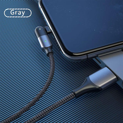 FXCL-WY0G 2.4A USB to 8 Pin 180 Degree Rotating Elbow Charging Cable, Length:1.2m(Grey)-garmade.com