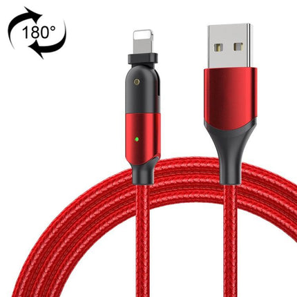 FXCL-WY09 2.4A USB to 8 Pin 180 Degree Rotating Elbow Charging Cable, Length:1.2m(Red)-garmade.com