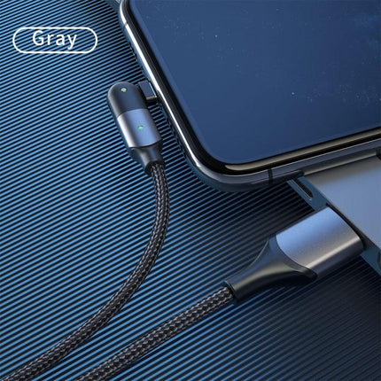 FXCL-WYA0G 2.4A USB to 8 Pin 180 Degree Rotating Elbow Charging Cable, Length:2m(Grey)-garmade.com