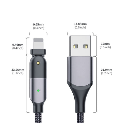 FXCL-WYA0G 2.4A USB to 8 Pin 180 Degree Rotating Elbow Charging Cable, Length:2m(Grey)-garmade.com