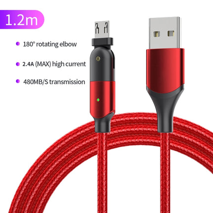 FXCM-WY09 2.4A USB to Micro USB 180 Degree Rotating Elbow Charging Cable, Length:1.2m(Red)-garmade.com