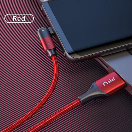 ZFXCT-WY09 3A USB to USB-C / Type-C 180 Degree Rotating Elbow Charging Cable, Length:1.2m(Red)-garmade.com