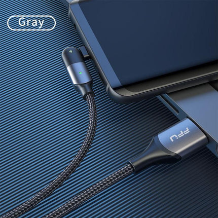 ZFXCT-WYA0G 3A USB to USB-C / Type-C 180 Degree Rotating Elbow Charging Cable, Length:2m(Grey)-garmade.com