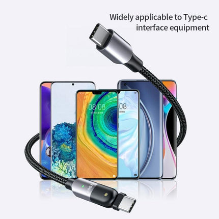 FXCTL-WYA0G 60W 3A USB-C / Type-C to Type-C 180 Degree Rotating Elbow Fast Charging Cable, Length:2m(Grey)-garmade.com