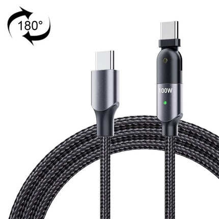 FXCTL-WY0G 100W 5A USB-C / Type-C to Type-C 180 Degree Rotating Elbow Fast Charging Cable, Length:1.2m(Grey)-garmade.com