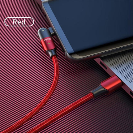 FXCTL-WY09 100W 5A USB-C / Type-C to Type-C 180 Degree Rotating Elbow Fast Charging Cable, Length:1.2m(Red)-garmade.com