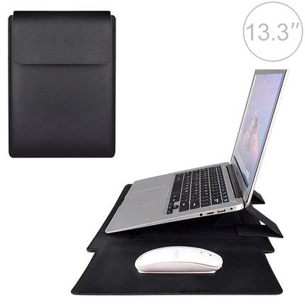 PU05 Sleeve Leather Case Carrying Bag for 13.3 inch Laptop(Black)-garmade.com