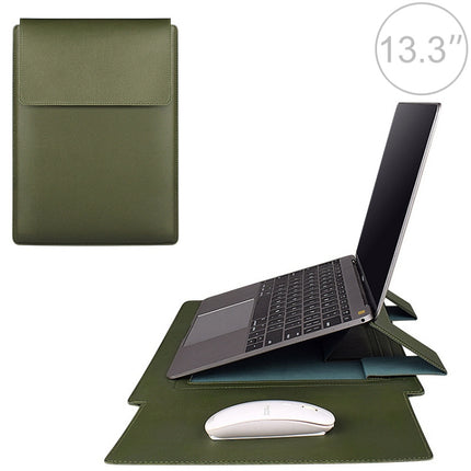 PU05 Sleeve Leather Case Carrying Bag for 13.3 inch Laptop(Green)-garmade.com