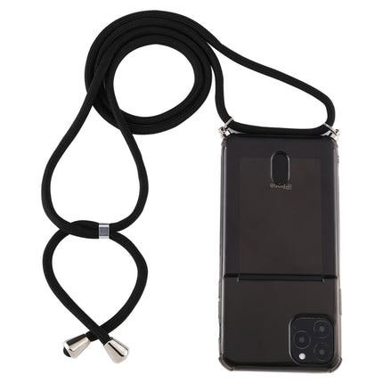 For iPhone 12 / 12 Pro Transparent TPU Protective Case with Lanyard & Card Slot(Black)-garmade.com