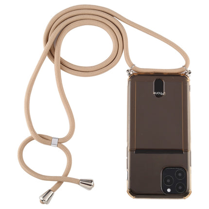 For iPhone 12 / 12 Pro Transparent TPU Protective Case with Lanyard & Card Slot(Gold)-garmade.com