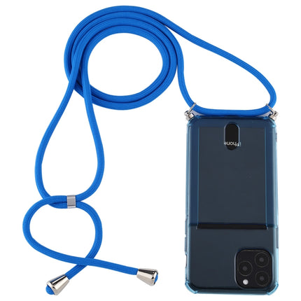For iPhone 12 / 12 Pro Transparent TPU Protective Case with Lanyard & Card Slot(Blue)-garmade.com