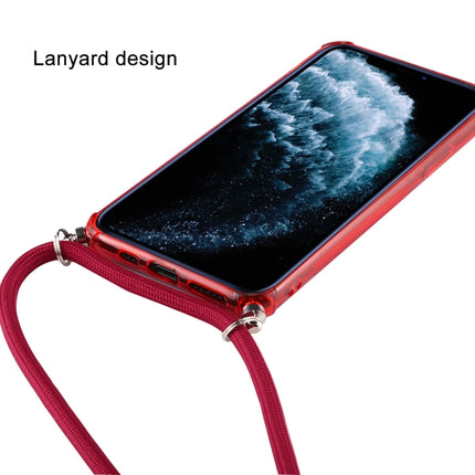 For iPhone 12 / 12 Pro Transparent TPU Protective Case with Lanyard & Card Slot(Blue)-garmade.com