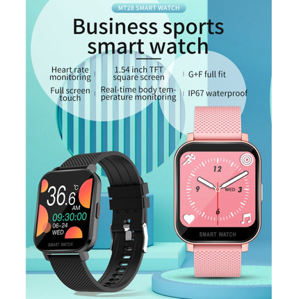 MT28 1.54 inch TFT Screen IP67 Waterproof Business Sport Silicone Strip Smart Watch, Support Sleep Monitor / Heart Rate Monitor / Blood Pressure Monitoring(Rose Gold)-garmade.com
