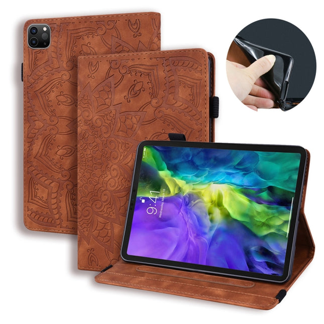 For iPad Air 2022 / 2020 10.9 Calf Texture Embossed Horizontal Flip Leather Case with Holder & Card Slots & Photo Frame(Brown)-garmade.com
