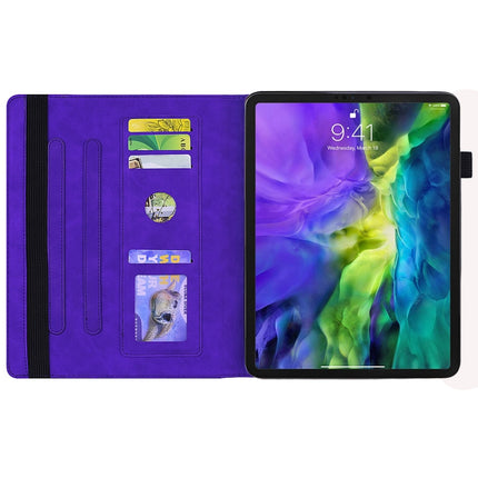 For iPad Air 2022 / 2020 10.9 Calf Texture Embossed Horizontal Flip Leather Case with Holder & Card Slots & Photo Frame(Purple)-garmade.com