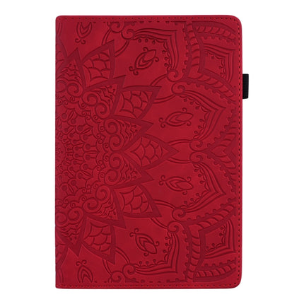 For Samsung Galaxy Tab S8+ / Tab S8 Plus / Tab S7 FE / Tab S7+ Calf Texture Embossed Horizontal Flip Leather Case with Holder & Card Slots & Photo Frame(Red)-garmade.com