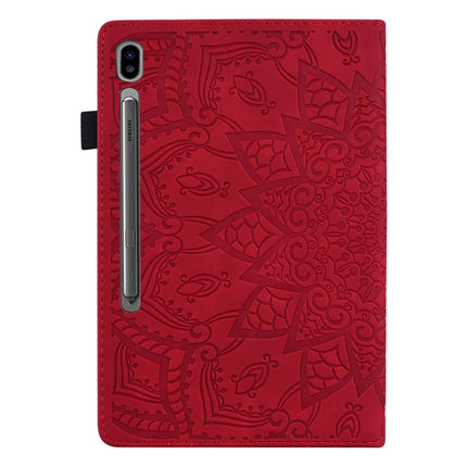 For Samsung Galaxy Tab S8+ / Tab S8 Plus / Tab S7 FE / Tab S7+ Calf Texture Embossed Horizontal Flip Leather Case with Holder & Card Slots & Photo Frame(Red)-garmade.com