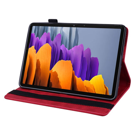 For Samsung Galaxy Tab S8+ / Tab S8 Plus / Tab S7 FE / Tab S7+ Calf Texture Embossed Horizontal Flip Leather Case with Holder & Card Slots & Photo Frame(Red)-garmade.com