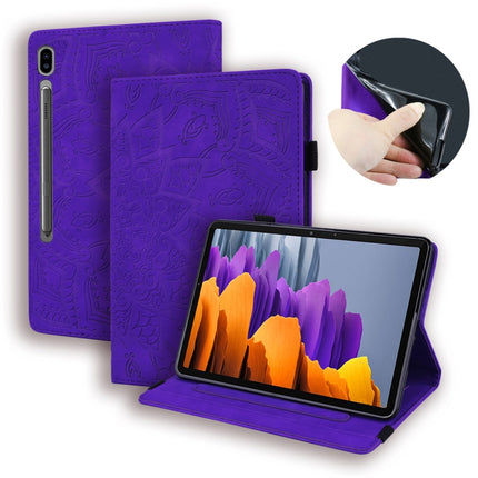 For Samsung Galaxy Tab S8+ / Tab S8 Plus / Tab S7 FE / Tab S7+ Calf Texture Embossed Horizontal Flip Leather Case with Holder & Card Slots & Photo Frame(Purple)-garmade.com