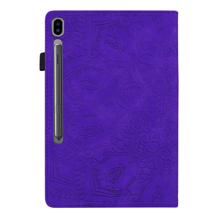 For Samsung Galaxy Tab S8+ / Tab S8 Plus / Tab S7 FE / Tab S7+ Calf Texture Embossed Horizontal Flip Leather Case with Holder & Card Slots & Photo Frame(Purple)-garmade.com