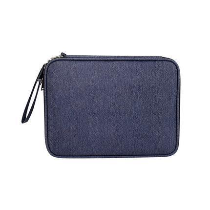 SM01 Multi-function Waterproof Double Layer Data Cable Earphone U Disk Digital Accessories Storage Bag, Size: L(Navy Blue)-garmade.com