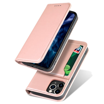 For iPhone 12 / 12 Pro Strong Magnetism Shockproof Horizontal Flip Liquid Feel Leather Case with Holder & Card Slots & Wallet(Rose Gold)-garmade.com