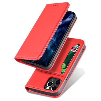 For iPhone 12 / 12 Pro Strong Magnetism Shockproof Horizontal Flip Liquid Feel Leather Case with Holder & Card Slots & Wallet(Red)-garmade.com