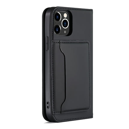 For iPhone 12 / 12 Pro Strong Magnetism Shockproof Horizontal Flip Liquid Feel Leather Case with Holder & Card Slots & Wallet(Black)-garmade.com