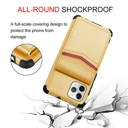 For iPhone 11 Pro Flip Card Bag Copper Buckle TPU + PU Leather Back Cover Shockproof Case with Card Slots & Photo Frame(Yellow)-garmade.com
