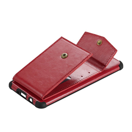For iPhone 11 Pro Flip Card Bag Copper Buckle TPU + PU Leather Back Cover Shockproof Case with Card Slots & Photo Frame(Red)-garmade.com
