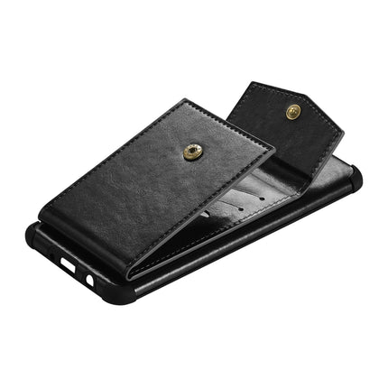 For iPhone 12 mini Flip Card Bag Copper Buckle TPU + PU Leather Back Cover Shockproof Case with Card Slots & Photo Frame(Black)-garmade.com
