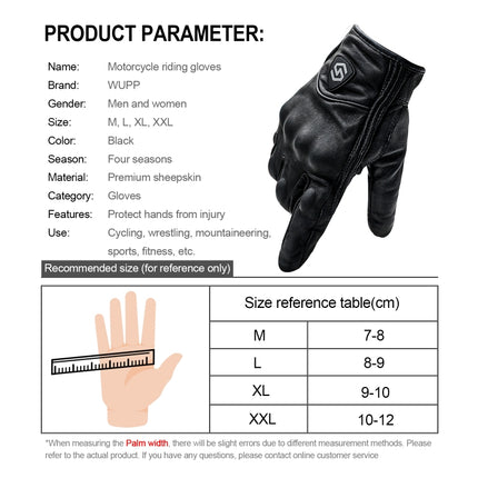 WUPP CS-1047A Motorcycle Racing Cycling Windproof Leather Full Finger Gloves, Size:M(Black)-garmade.com