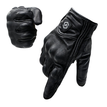 WUPP CS-1047A Motorcycle Racing Cycling Windproof Leather Full Finger Gloves, Size:L(Black)-garmade.com