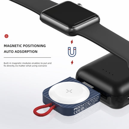 ROCK W26 Portable Magnetic Wireless Charger for Apple Watch Type-C Interface(Blue)-garmade.com