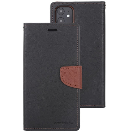 For iPhone 12 mini GOOSPERY FANCY DIARY Cross Pattern Horizontal Flip Leather Case with Holder & Card Slots & Wallet(Black Brown)-garmade.com